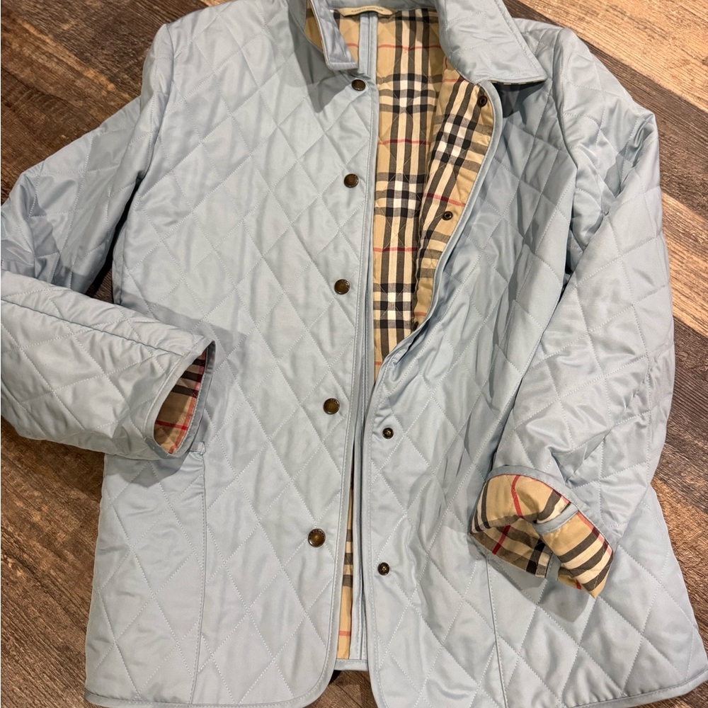 Burberry Blue Jacket with Plaid Interior